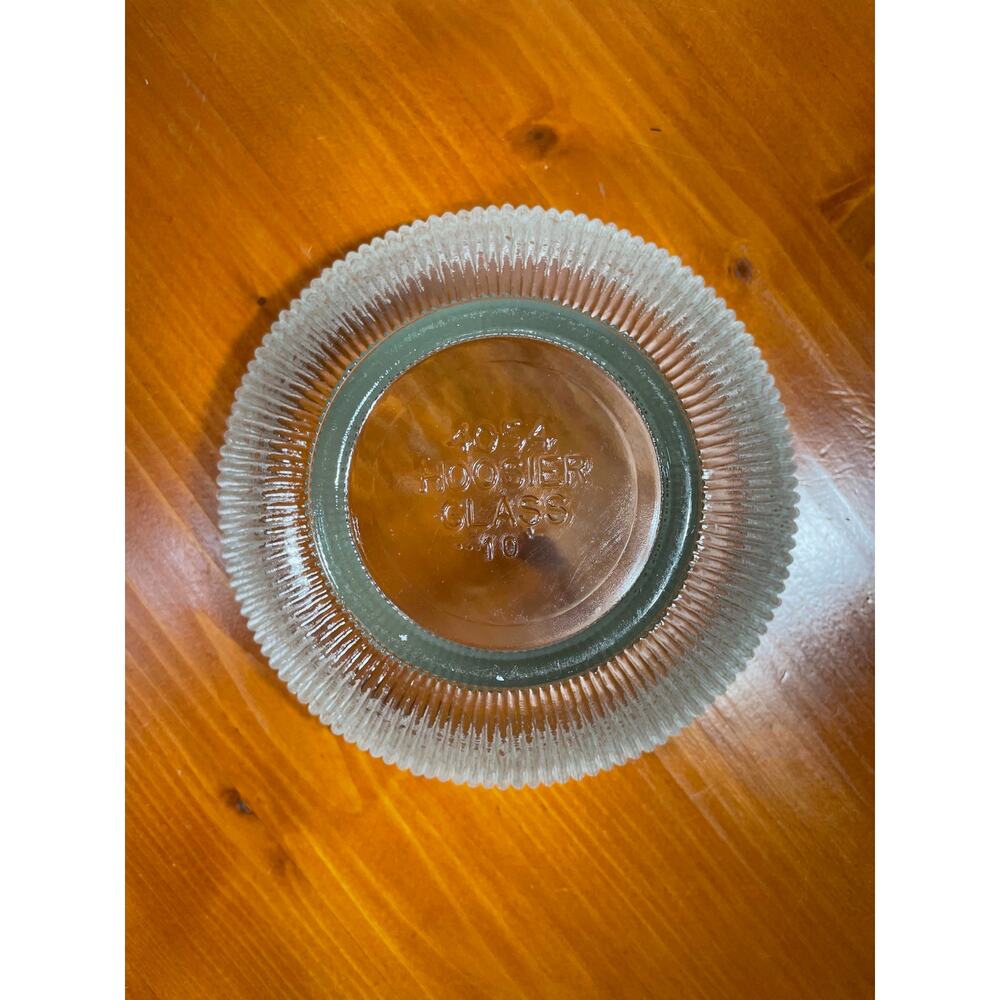 VINTAGE HOOSIER RIBBED GLASS FOOTED BOWL
